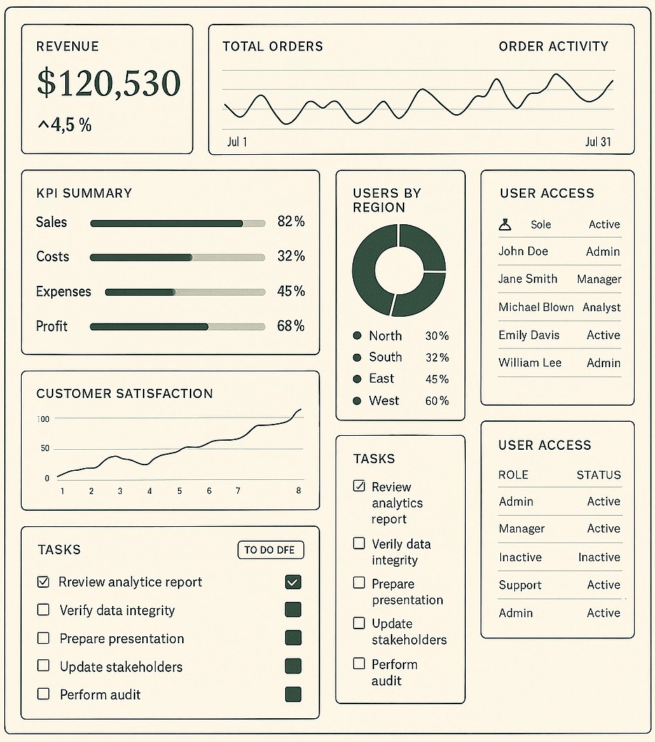 Dashboard interface example